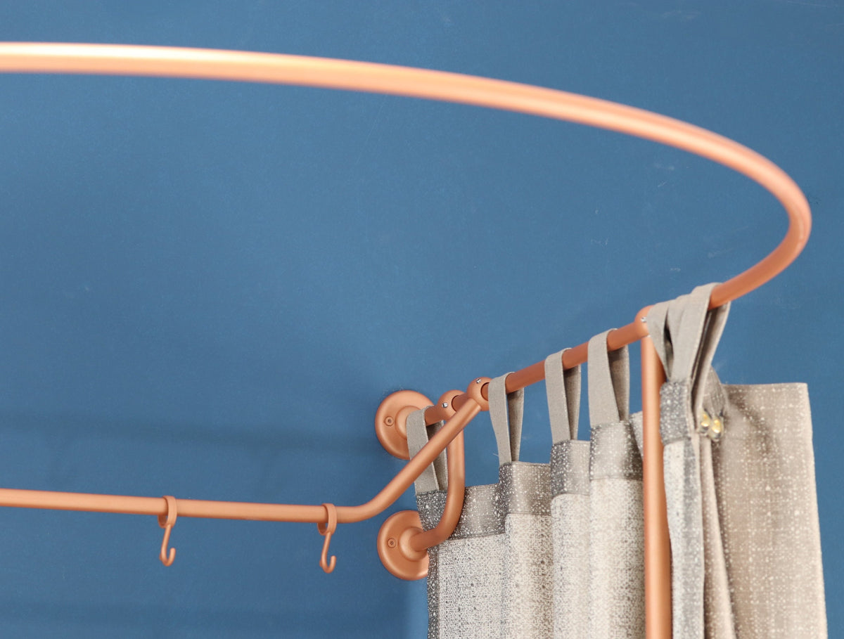 U shaped Standing Oval Fitting and Dressing Room with Clothes Hanger for Wall Montage with 2 Straight Floor Supports- 210 cm(83") High