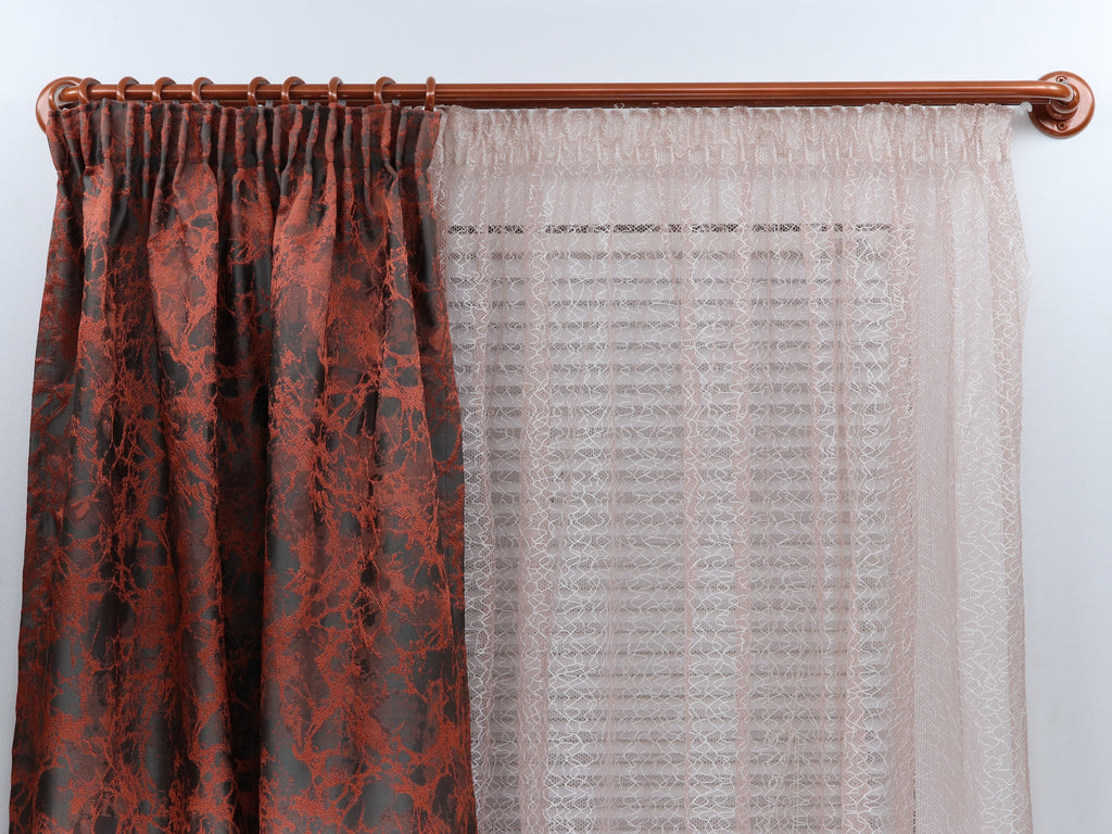 Double Blackout Curtain Rod & Rail Combination French Style Finish for Window, Steel Rings with Hooks and Plastic Rollers, Wall Mounting