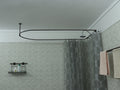 Semi Oval & Square Shaped 360 degrees Shower Curtain Rod for Bathroom with 1x Front Ceiling Bracket and 2x Back Wall Brackets at Custom Size