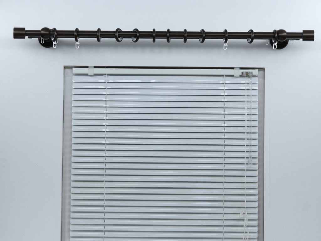 Double Curtain Rod & Rail with Different Pipes for Window, Steel Rings and Hooks, Rollers, Double Standard Wall Brackets and Cylinder Ends