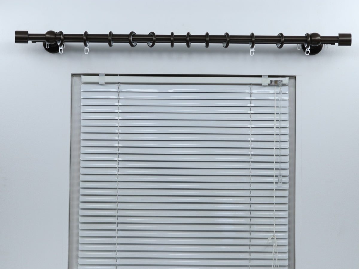 Double Curtain Rod & Rail with Different Pipes for Window, Steel Rings and Hooks, Rollers, Double Standard Wall Brackets and Cylinder Ends
