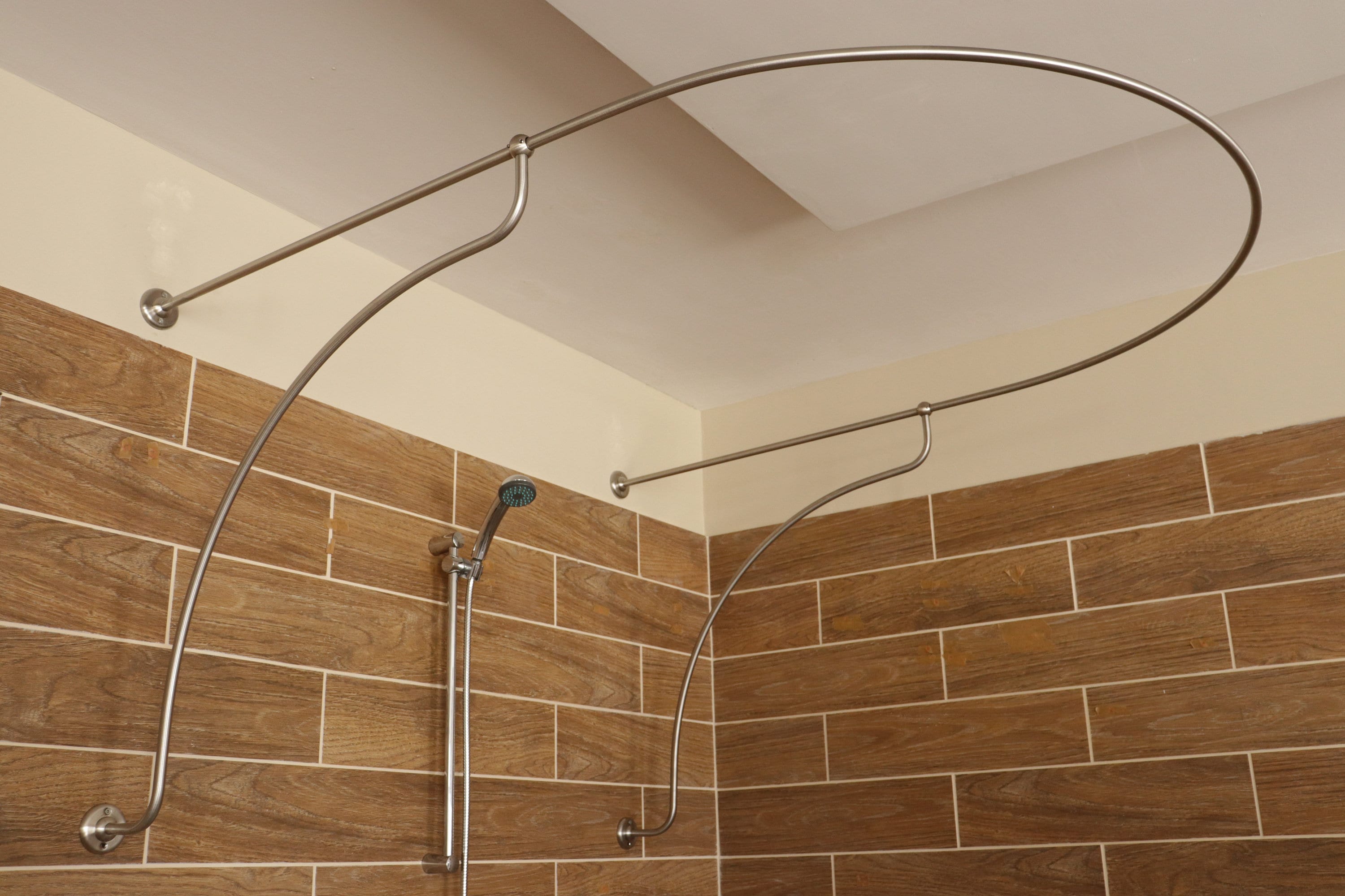 U-Shaped Shower Curtain Rod for Bathroom, Fitting and Dressing room for Wall Mounting with Italian Style Curved Wall Supports