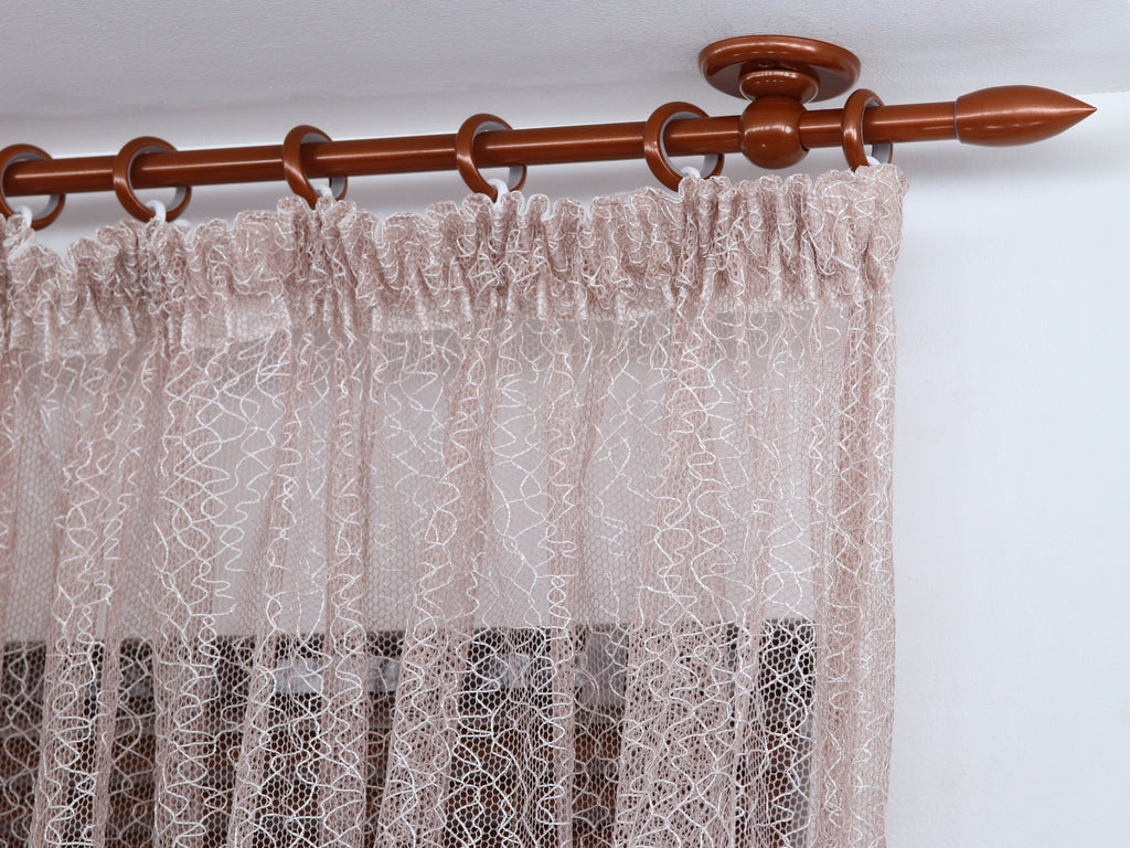 Single Curtain Rod for Window, Steel Rings & Hooks, Short Ceiling Brackets and Bullet Ends