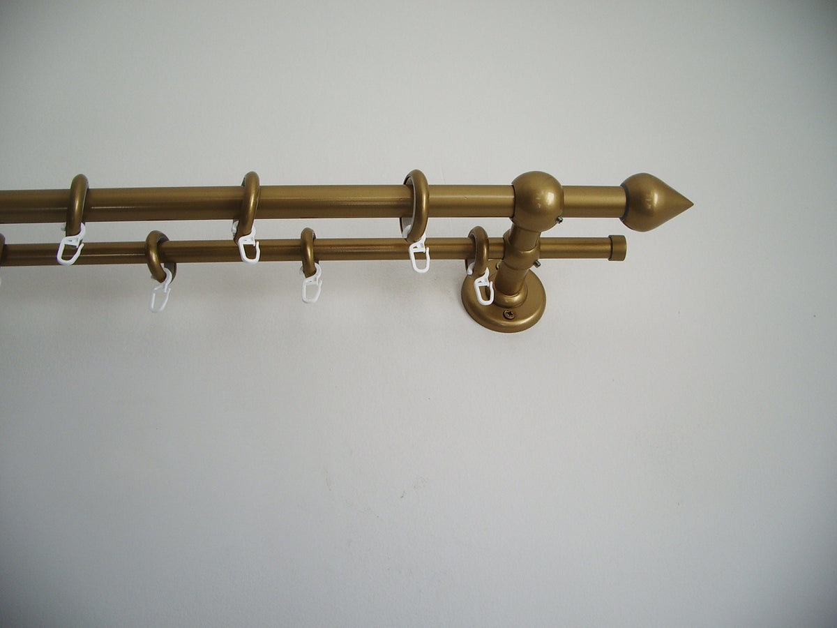 Double Curtain Rod Different Pipes for Window with Steel Rings and Hooks, Double Wall Brackets and Bell Ends