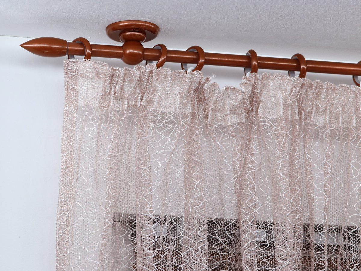 Single Curtain Rod for Window, Steel Rings & Hooks, Short Ceiling Brackets and Bullet Ends