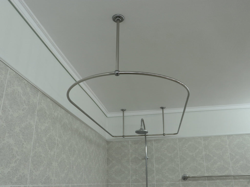Semi Oval & Square Shaped 360 degrees Shower Curtain Rod for Bathroom, Fitting and Dressing room with Ceiling Brackets at Custom Size