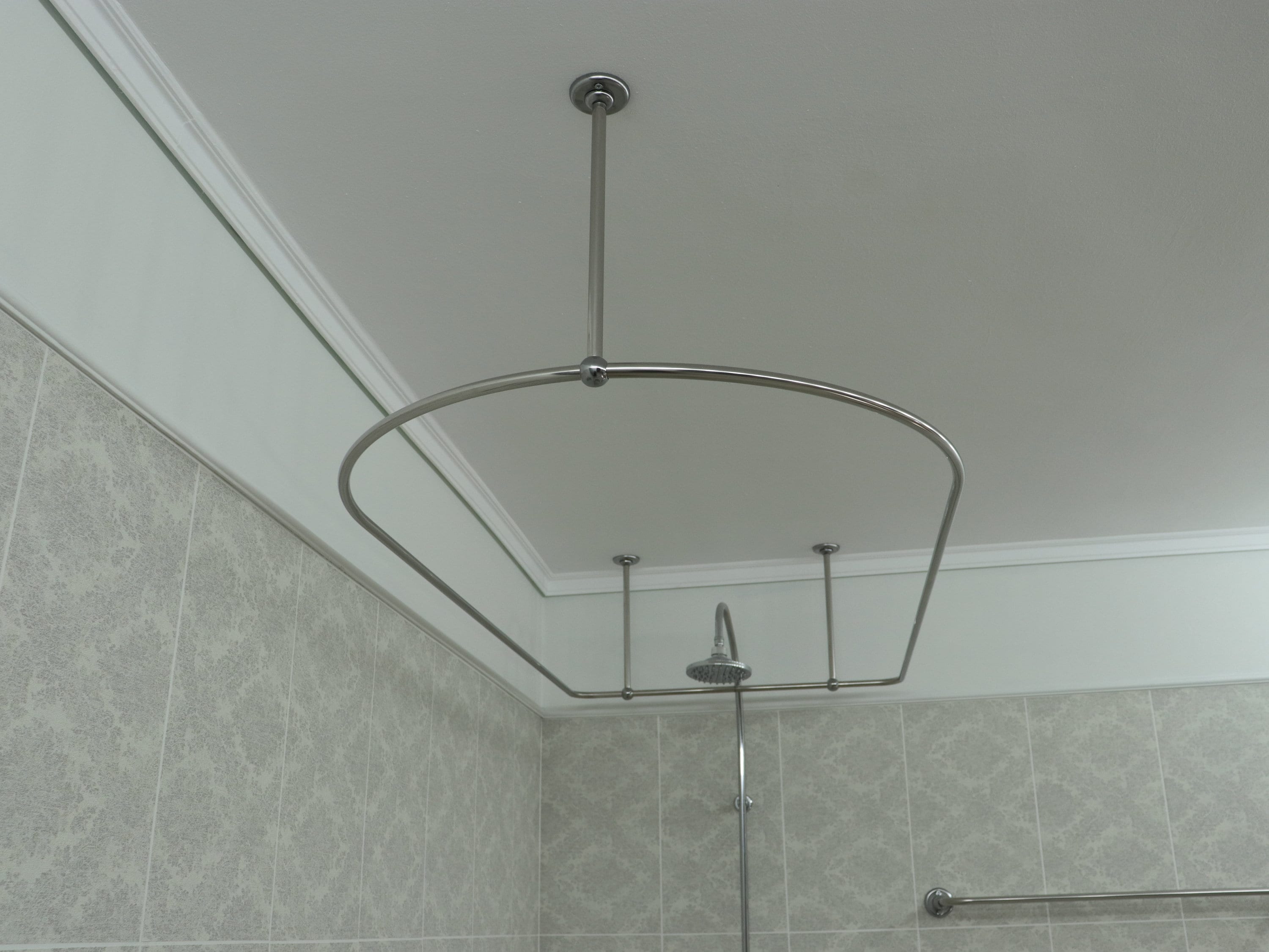 Semi Oval & Square Shaped 360 degrees Shower Curtain Rod for Bathroom, Fitting and Dressing room with Ceiling Brackets at Custom Size