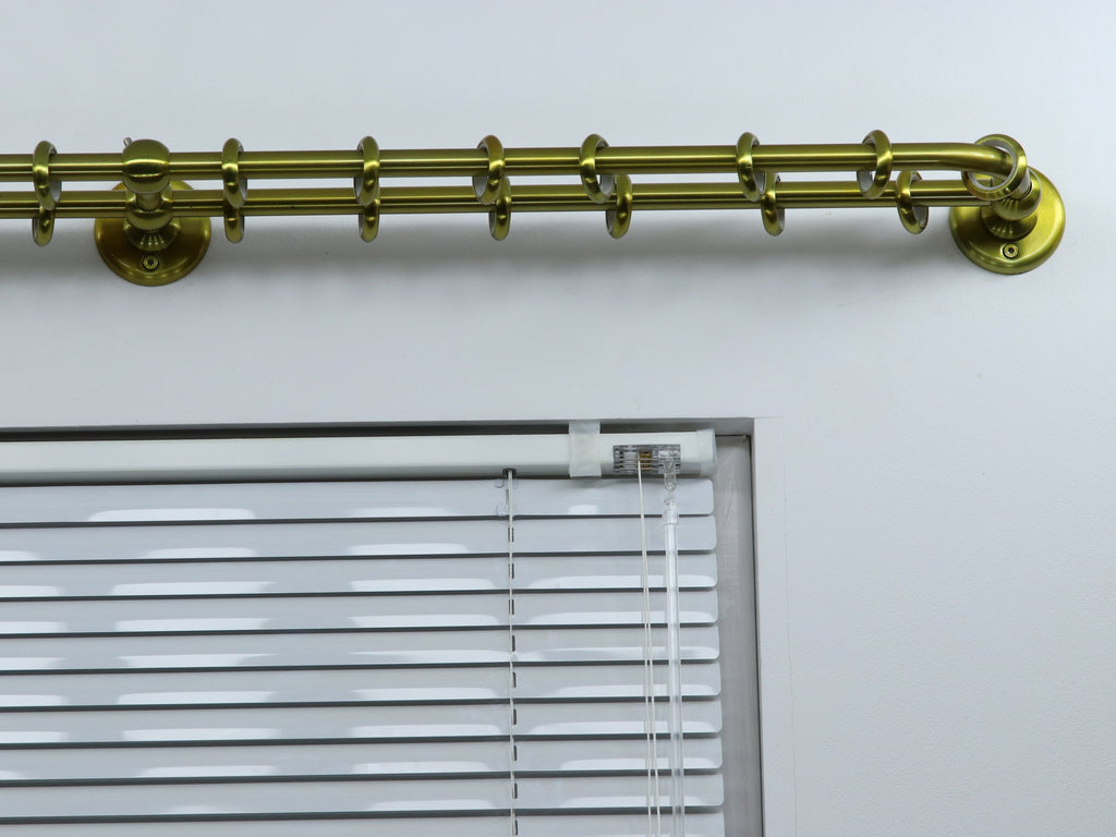Double Blackout Curtain Rod(16 mm), French Style Finish for Window with Steel Rings Hooks, Wall Mounting