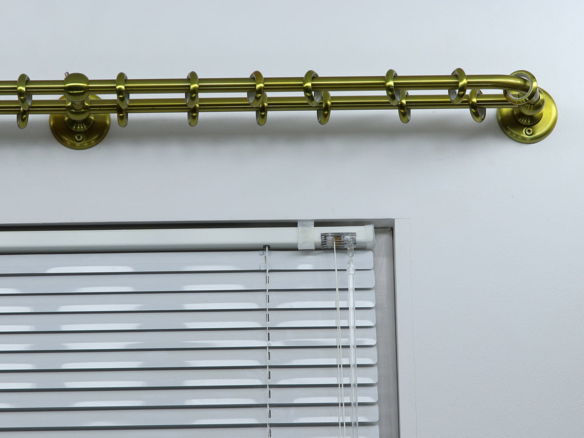 Double Blackout Curtain Rod(16 mm), French Style Finish for Window with Steel Rings Hooks, Wall Mounting