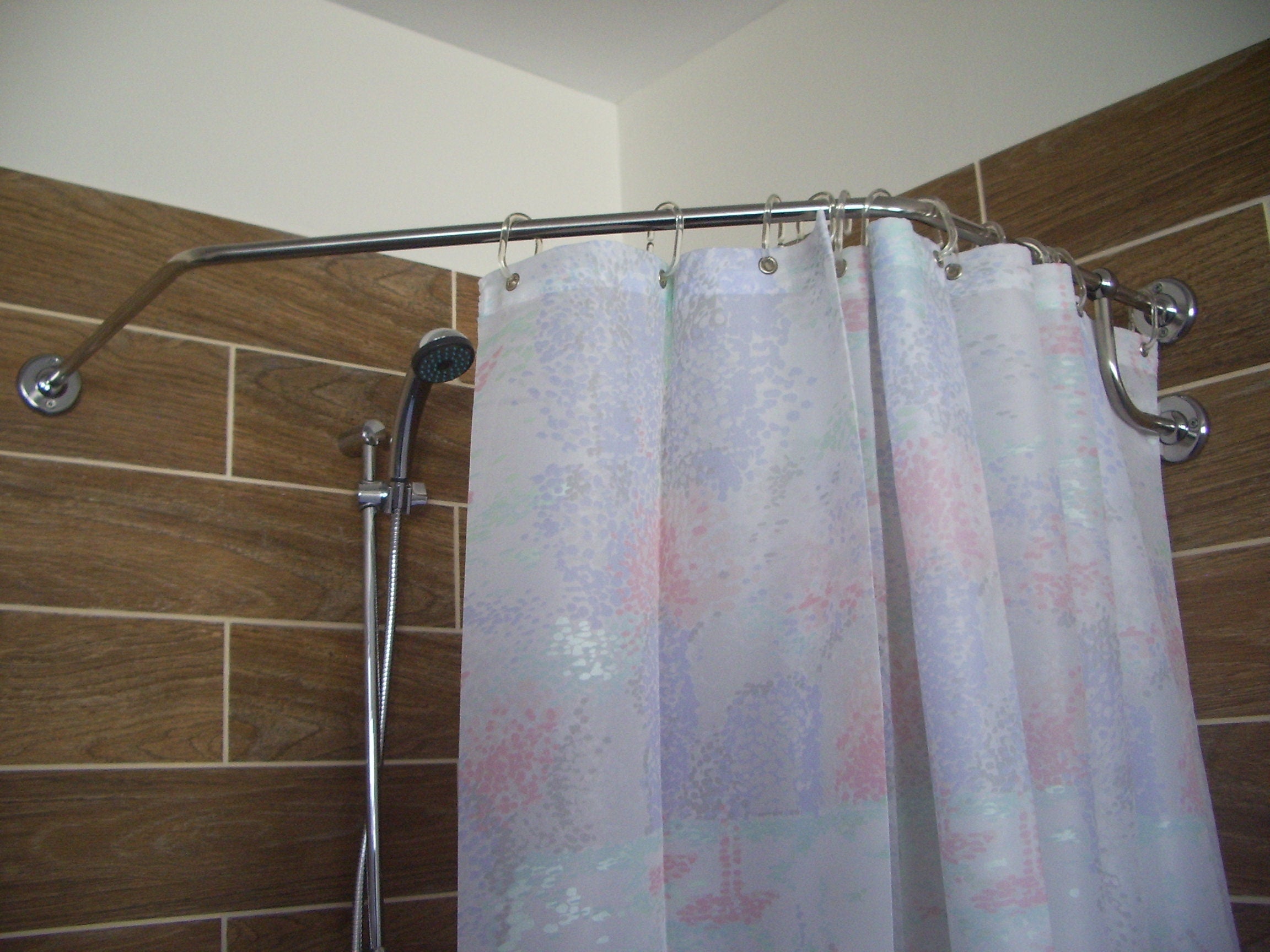 Diamond Corner Shower Curtain Rod for Bathroom, Fitting and Dressing room for Wall Mounting