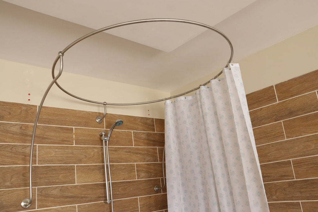 Circle Shaped 360 degrees Shower Curtain Rod for Bathroom Fitting and Dressing room for Wall Mounting with Italian Style Curved Wall Supports