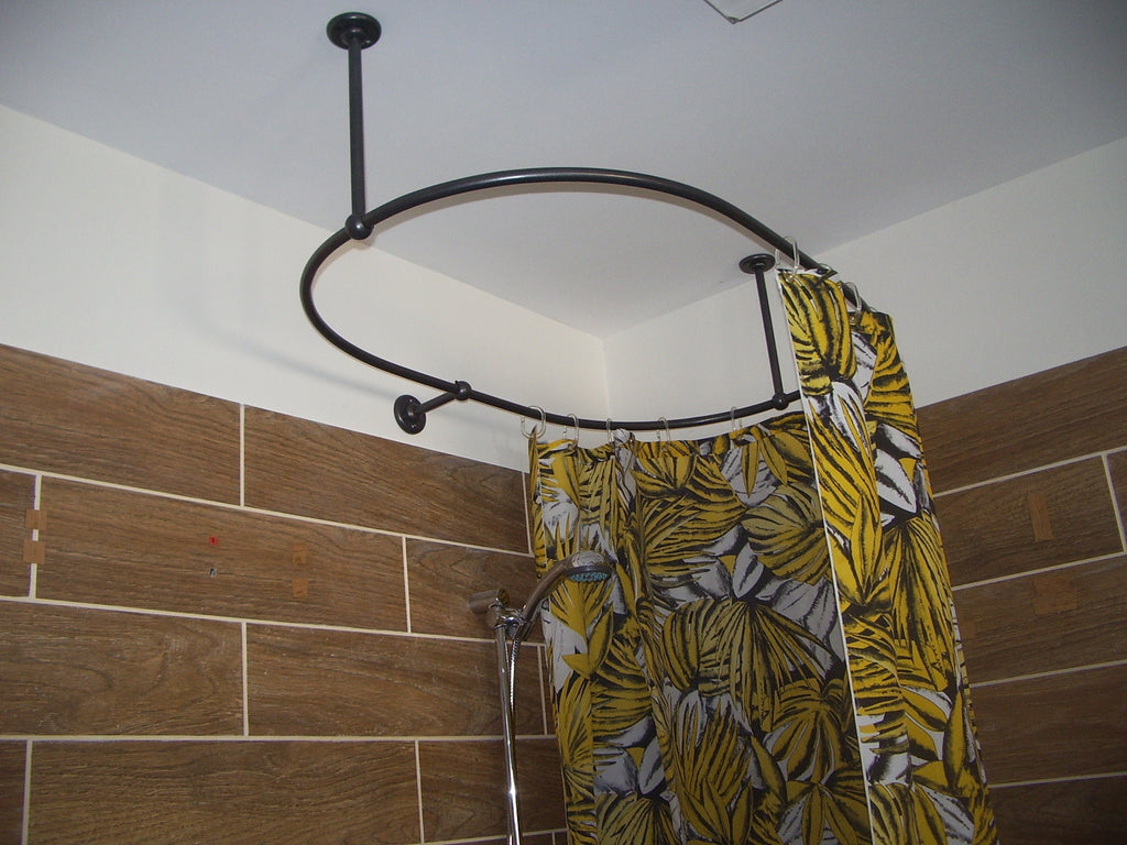 Oval Shaped 360 degrees Shower Curtain Rod for Bathroom, Fitting and Dressing room with Ceiling & Wall Brackets at Custom Size
