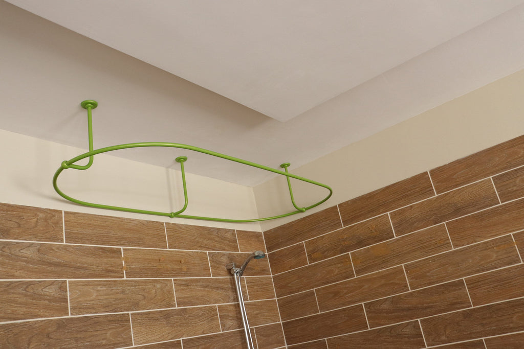 Oval Shaped 360 degrees Shower Curtain Rod for Bathroom, Fitting and Dressing room with Curved Ceiling Brackets at Custom Size