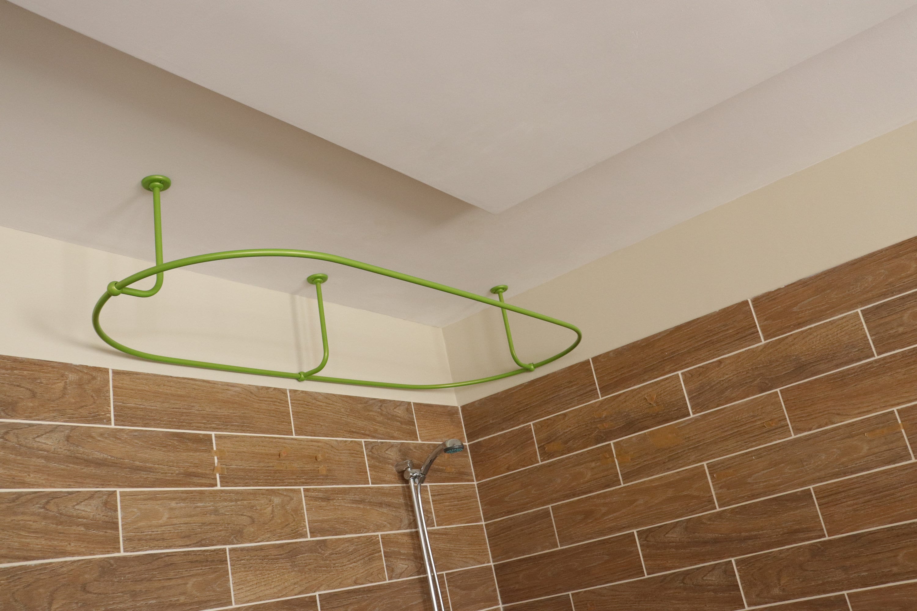 Oval Shaped 360 degrees Shower Curtain Rod for Bathroom, Fitting and Dressing room with Curved Ceiling Brackets at Custom Size