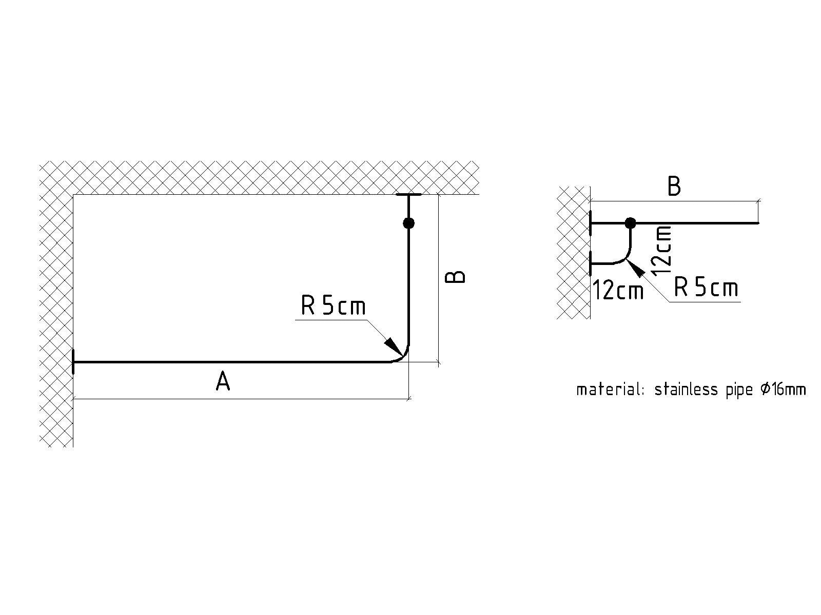 L- Shaped Corner Shower Curtain Rod for Bathroom, Fitting and Dressing room for Wall Mounting with Custom Size