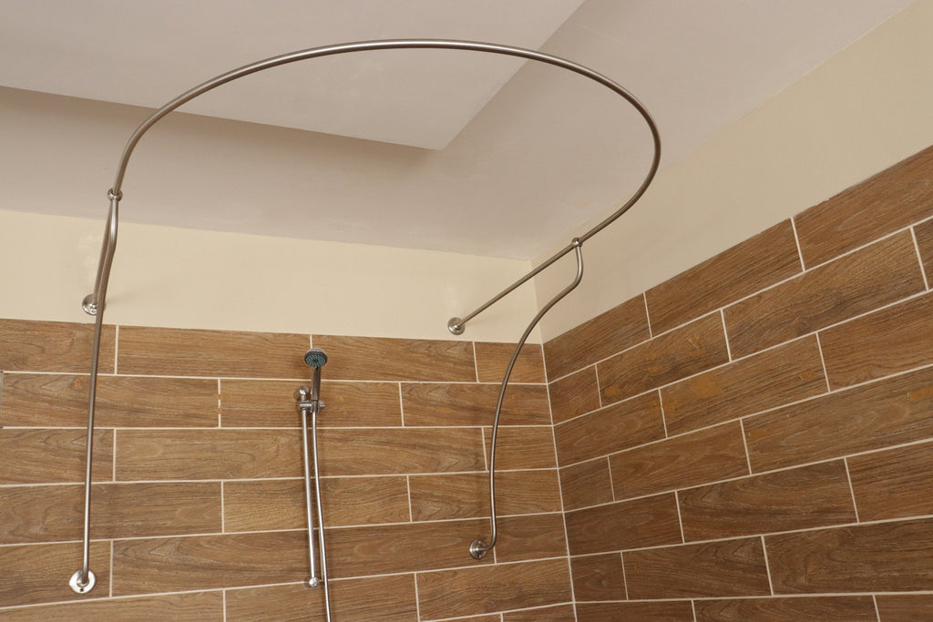 U-Shaped Shower Curtain Rod for Bathroom, Fitting and Dressing room for Wall Mounting with Italian Style Curved Wall Supports