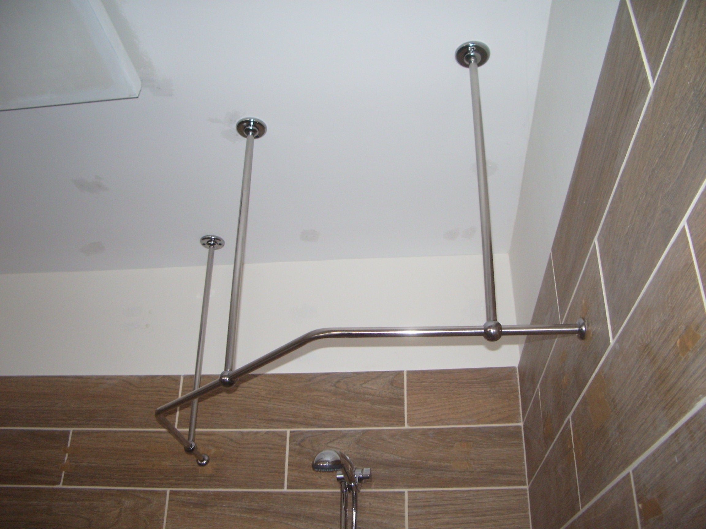 Diamond Corner Shower Curtain Rod for Bathroom, Fitting and Dressing room for Ceiling Installation, option Custom Size- Neo Angle Jacuzzi