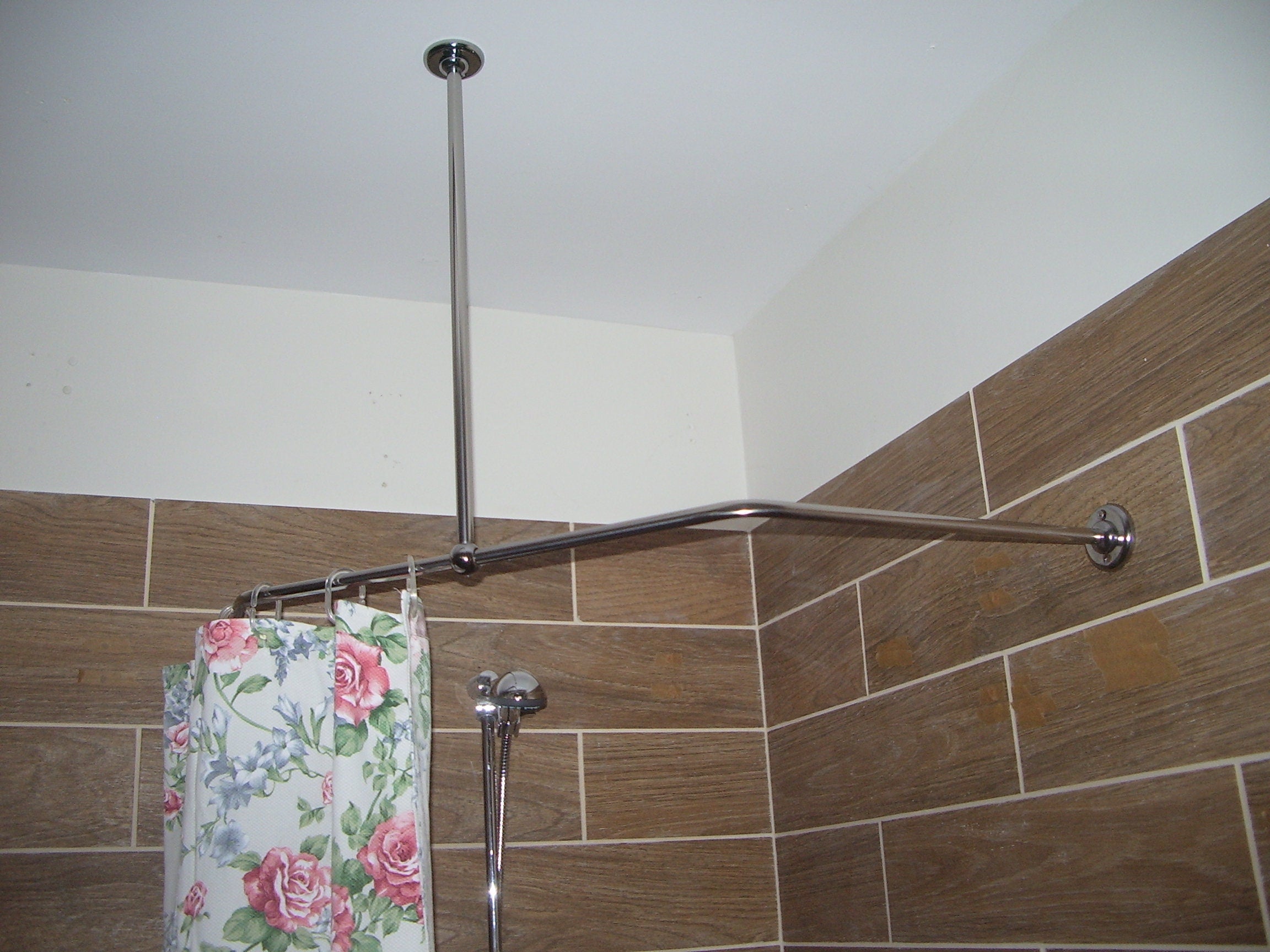 Diamond Corner Shower Curtain Rod for Bathroom, Fitting and Dressing room for Wall & Ceiling Installation, option Custom Size- Neo Angle Jacuzzi