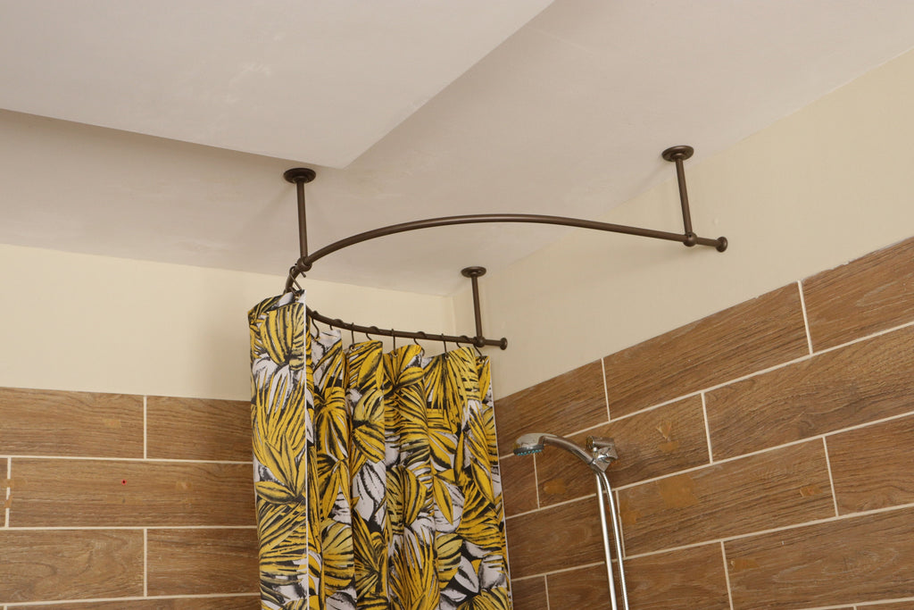 U-Shaped Oval 180 degrees Shower Curtain Rod for Bathroom, Fitting and Dressing room for Ceiling Installation