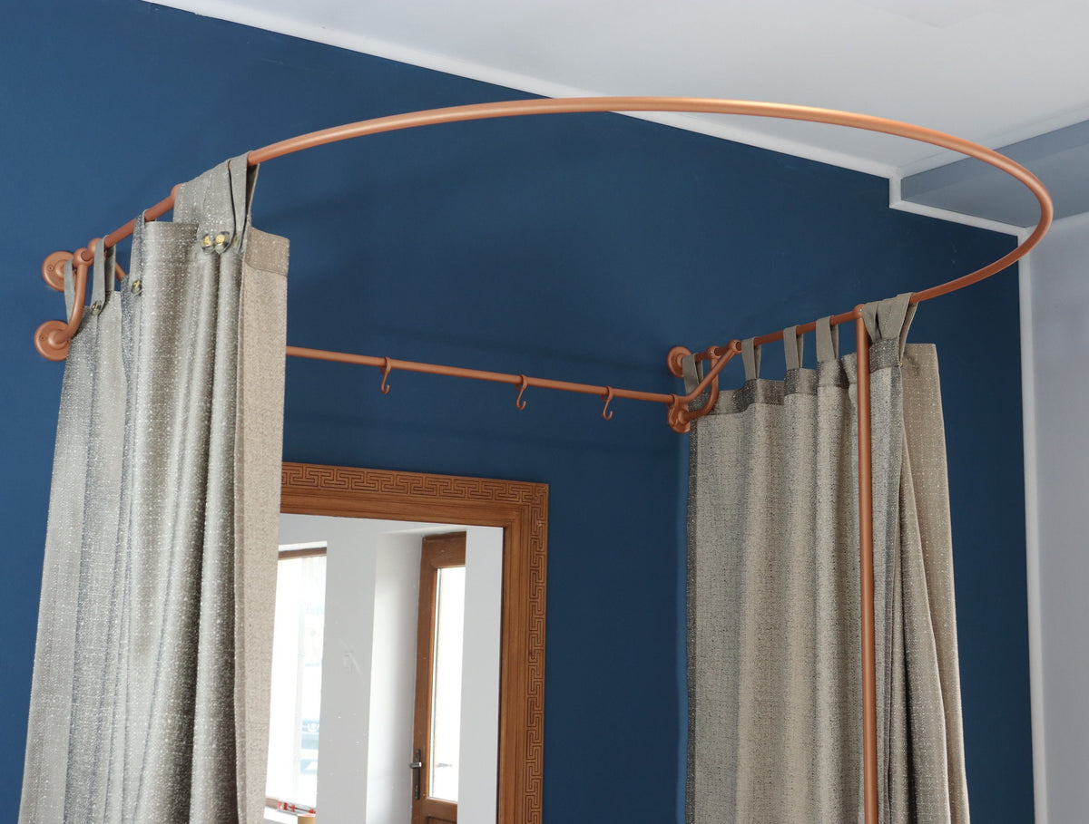 U shaped Standing Oval Fitting and Dressing Room with Clothes Hanger for Wall Montage with 2 Straight Floor Supports- 210 cm(83") High