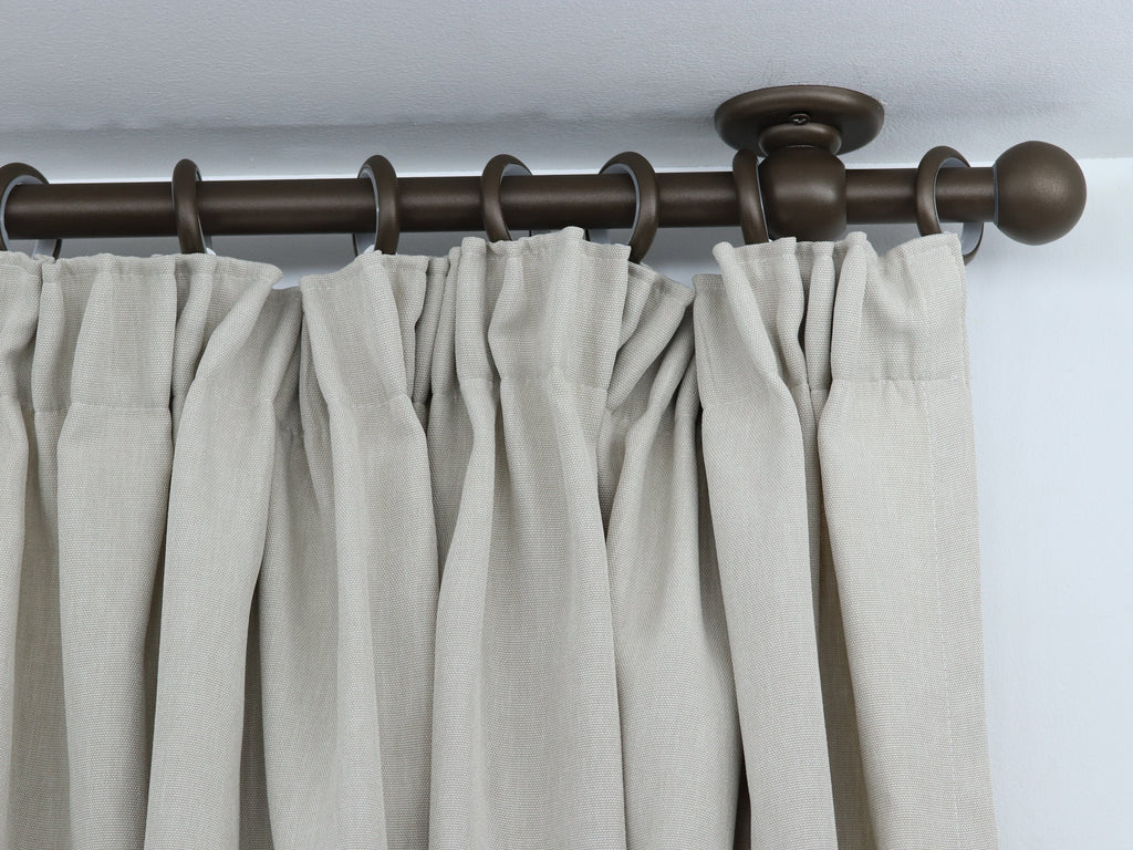 Single Curtain Rod for Window, Steel Rings & Hooks, Short Ceiling Brackets and Ball Ends
