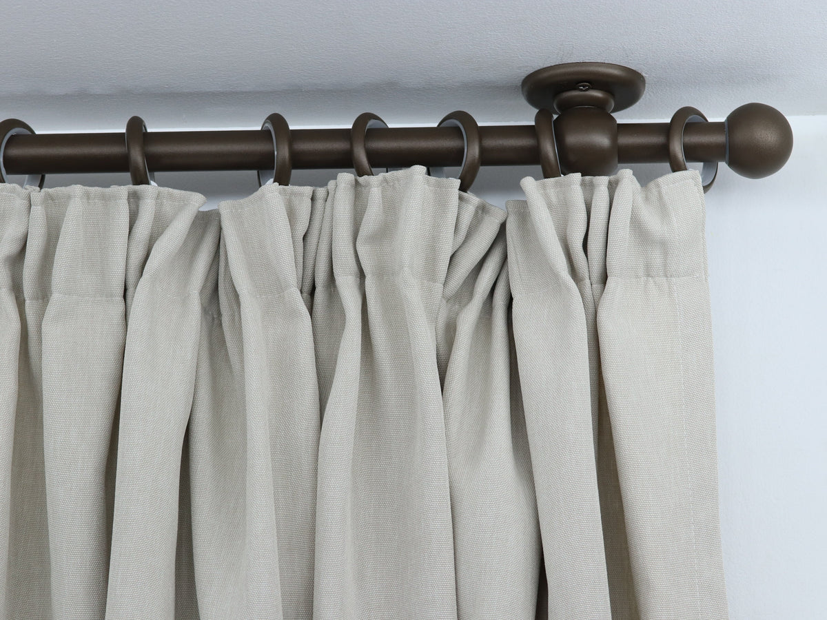 Single Curtain Rod for Window, Steel Rings & Hooks, Short Ceiling Brackets and Ball Ends