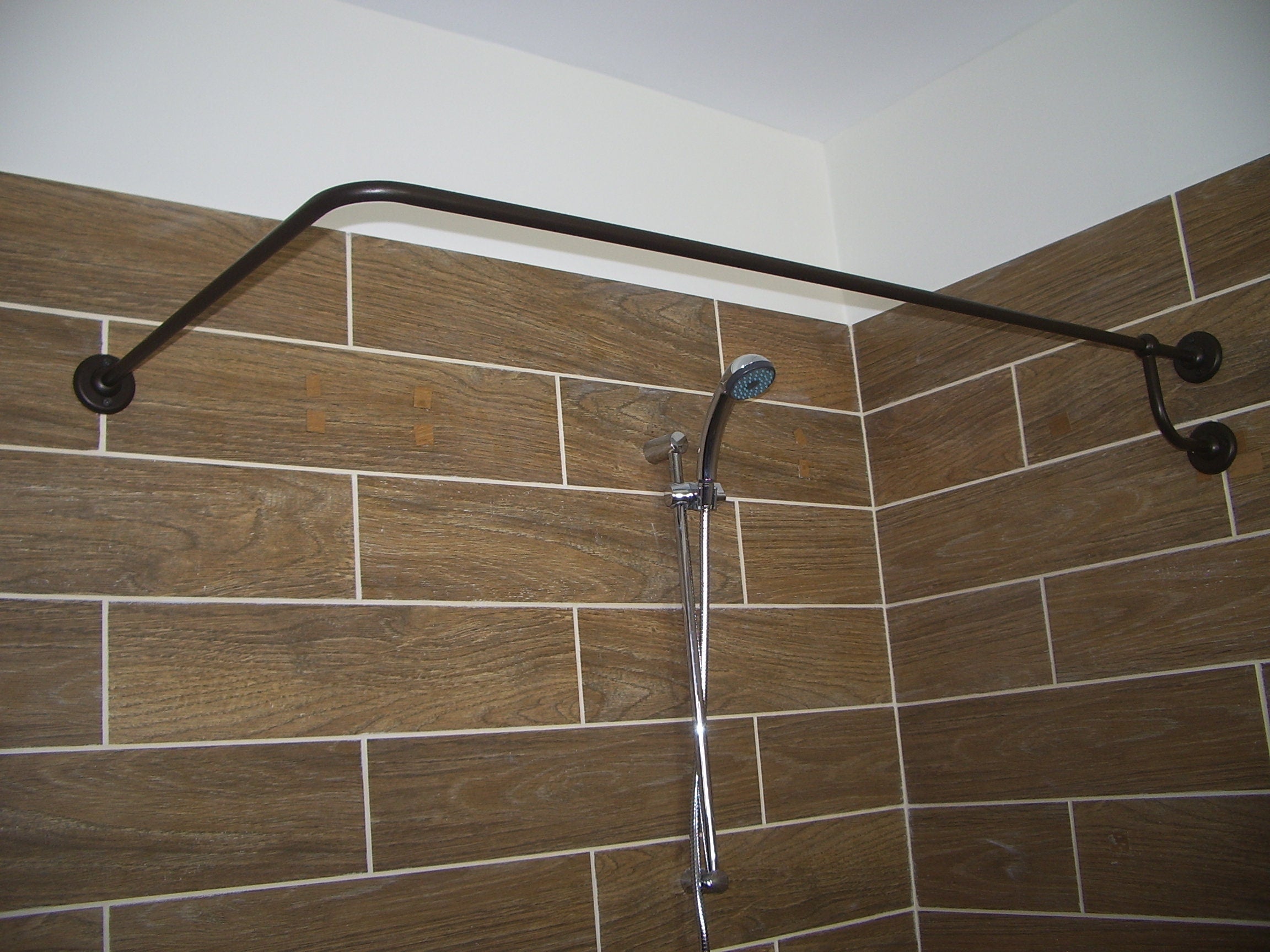 L- Shaped Corner Shower Curtain Rod for Bathroom, Fitting and Dressing room for Wall Mounting with Custom Size