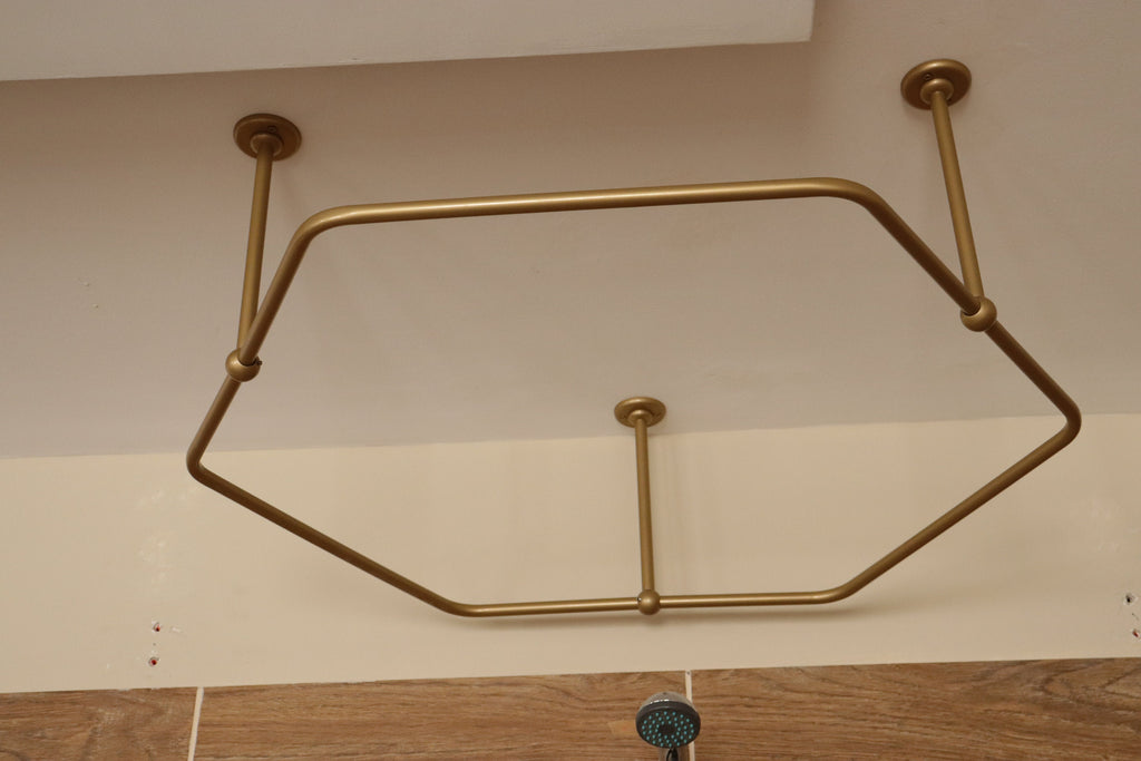 HoneyComb Shaped 360 degrees Curtain Rod for Fitting & Dressing rooms and Bathrooms, with Ceiling Brackets