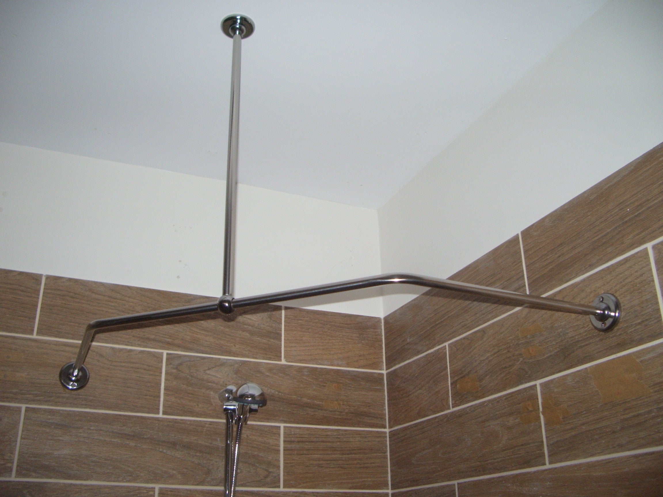 Diamond Corner Shower Curtain Rod for Bathroom, Fitting and Dressing room for Wall & Ceiling Installation, option Custom Size- Neo Angle Jacuzzi