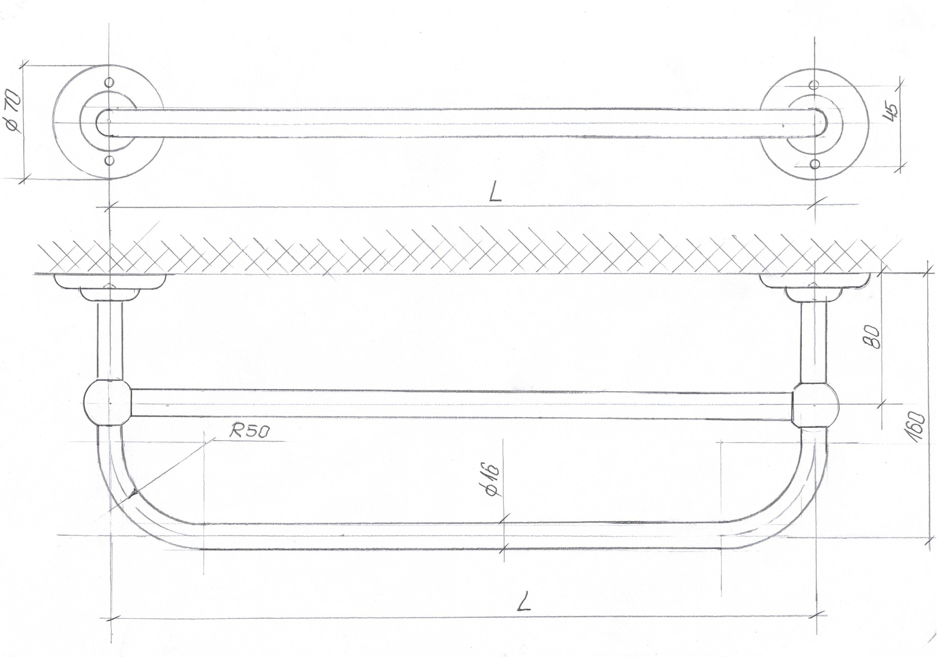 U Shaped Shower Towel Rack and Hanger, Double Rod- 16 millimeters thick