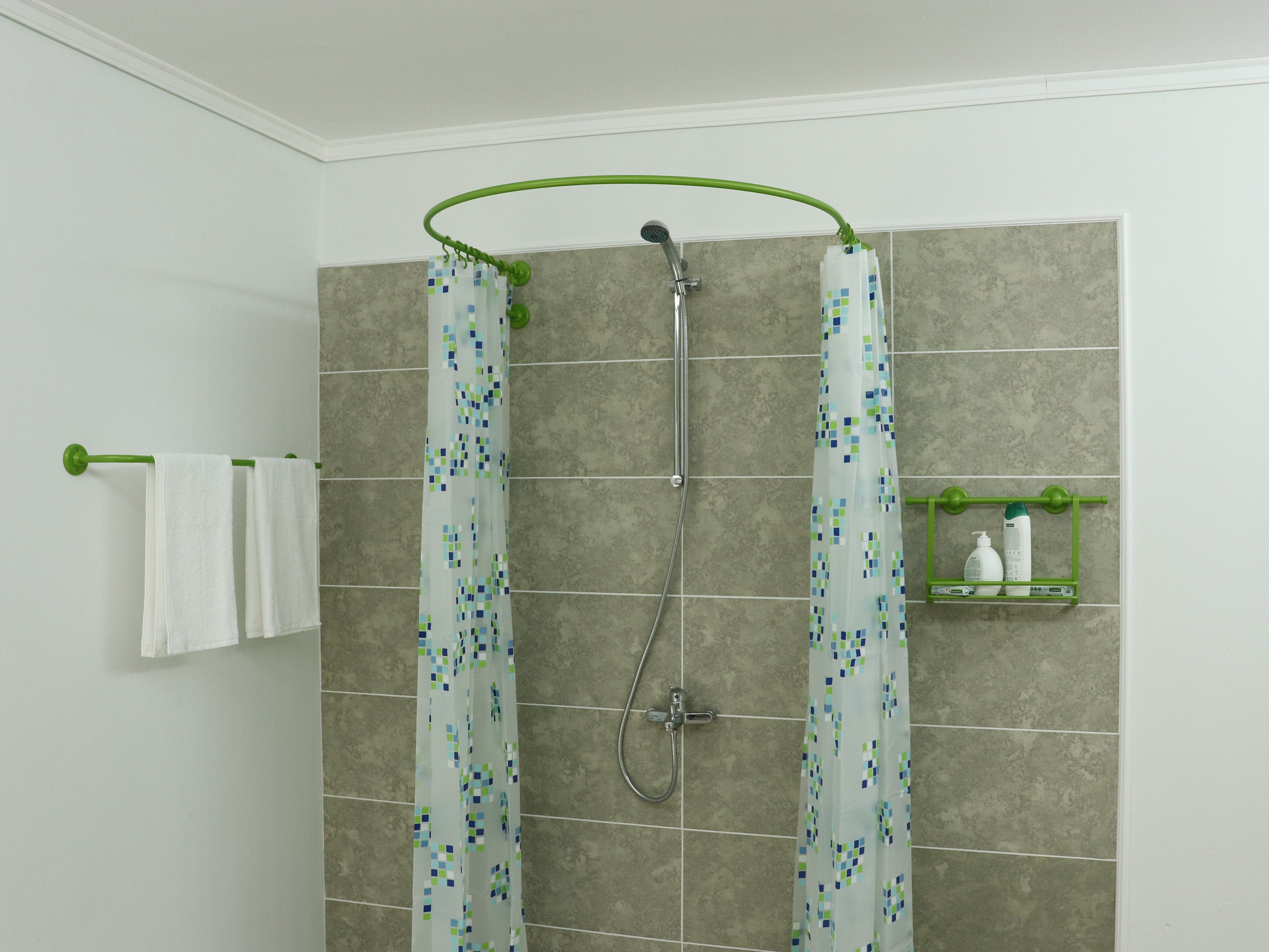 U-Shaped Oval 180 degrees Shower Curtain Rod for Bathroom, Fitting and Dressing room for Wall Mounting