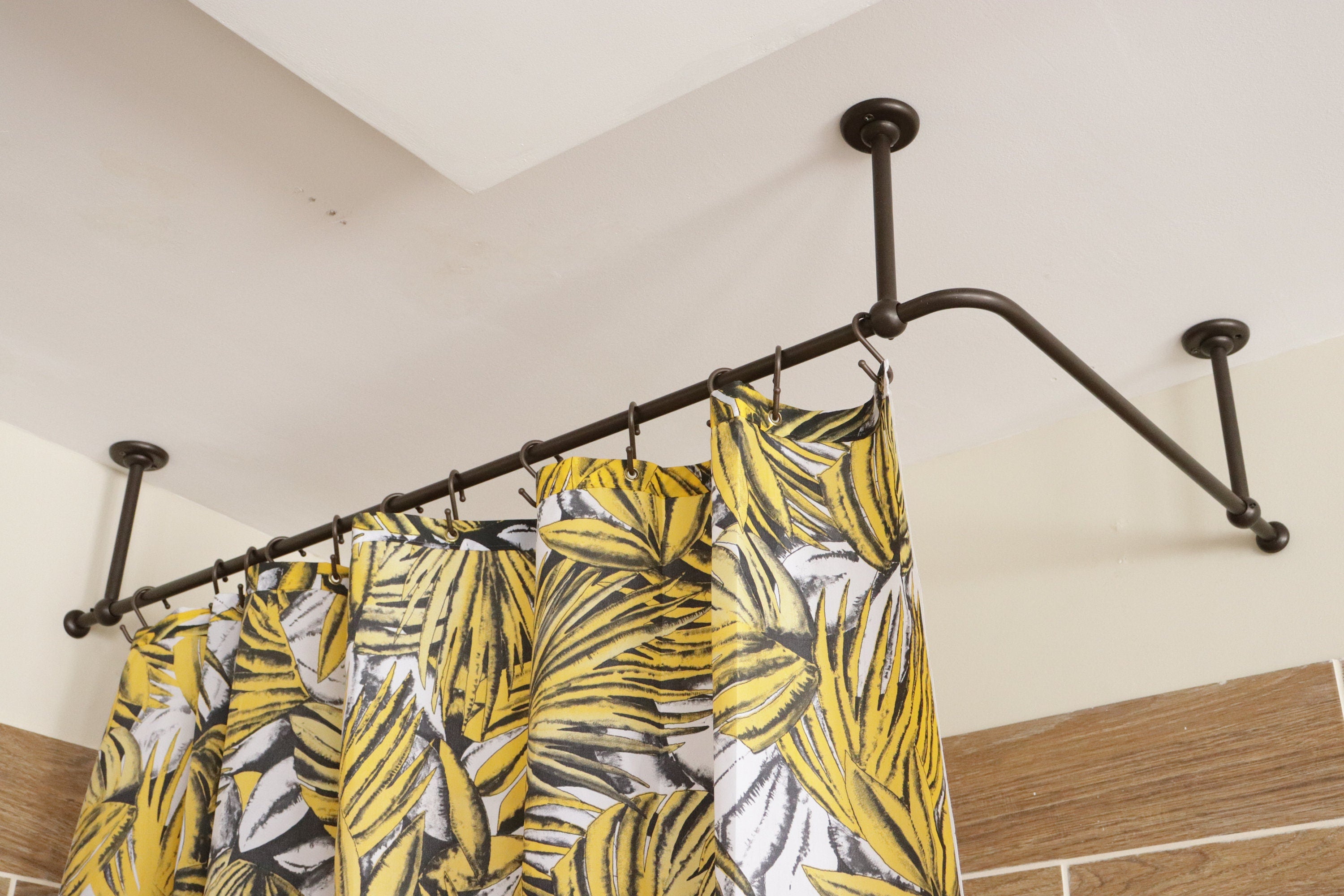 L- Shaped Corner Shower Curtain Rod for Bathroom, Fitting and Dressing room for Ceiling Installation with Custom Size