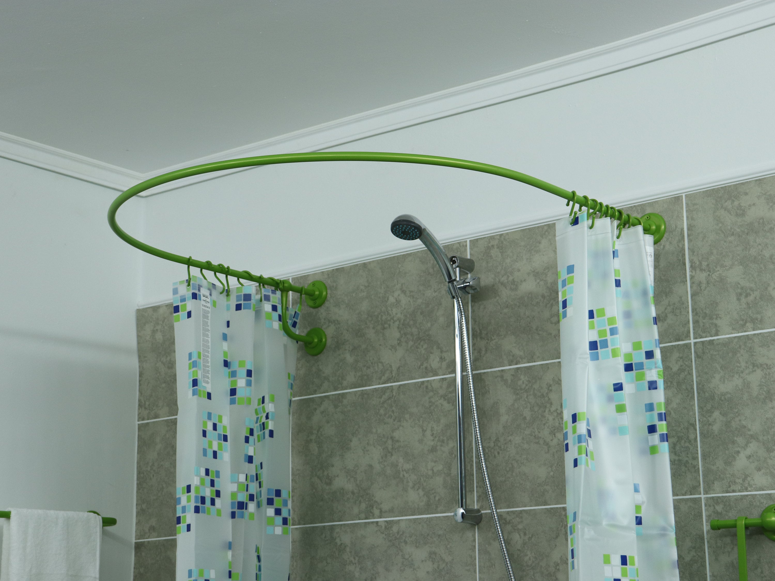 U-Shaped Oval 180 degrees Shower Curtain Rod for Bathroom, Fitting and Dressing room for Wall Mounting