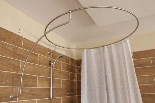 Circle Shaped 360 degrees Shower Curtain Rod for Bathroom Fitting and Dressing room for Wall Mounting with Italian Style Curved Wall Supports