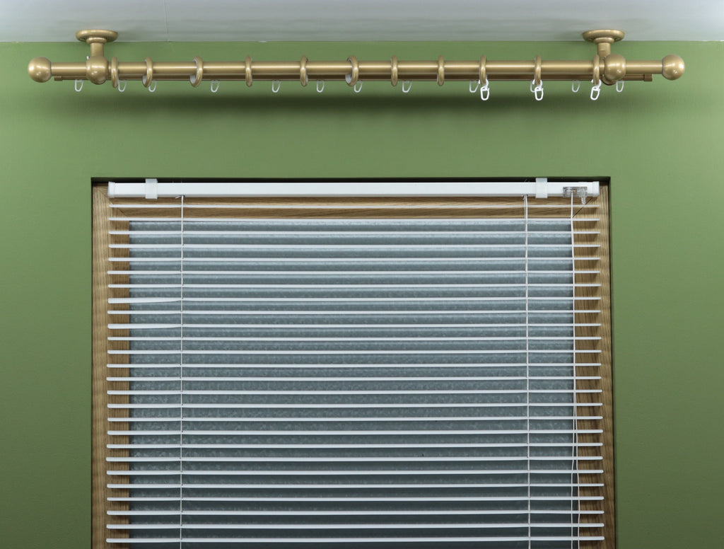 Double Curtain Rod & Rail with Different Pipes for Window, Steel Rings and Hooks, Rollers, Double Curved Ceiling Brackets and Ball Ends
