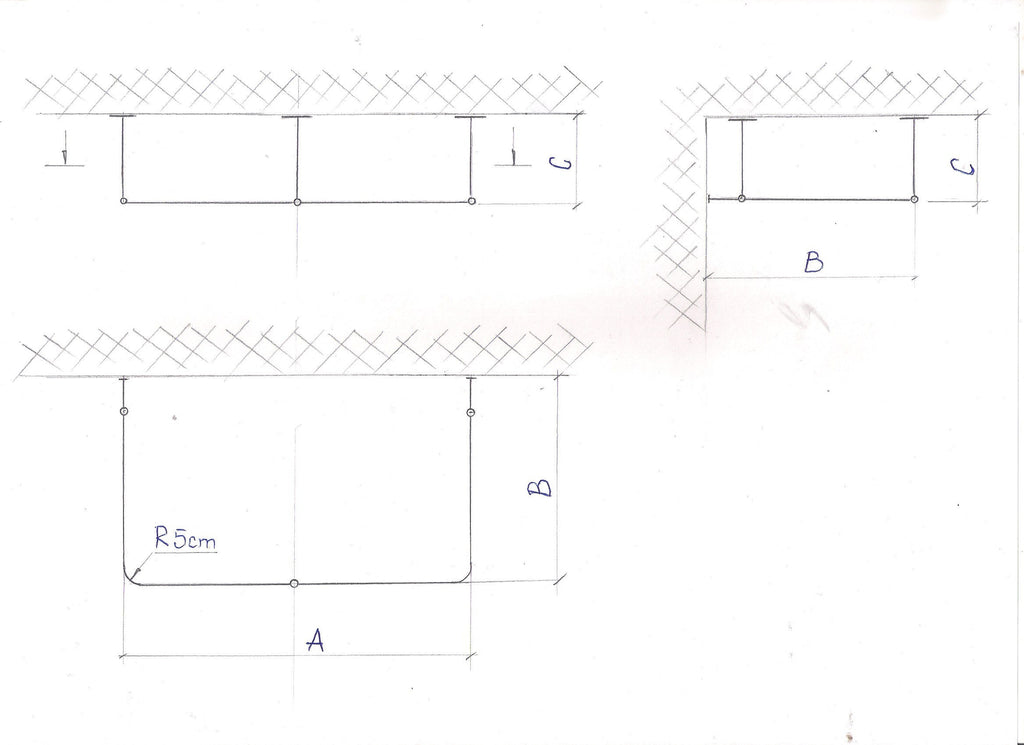 U Shaped Shower Curtain Rod for Bathroom, Fitting and Dressing room for Ceiling Mounting at Custom Size