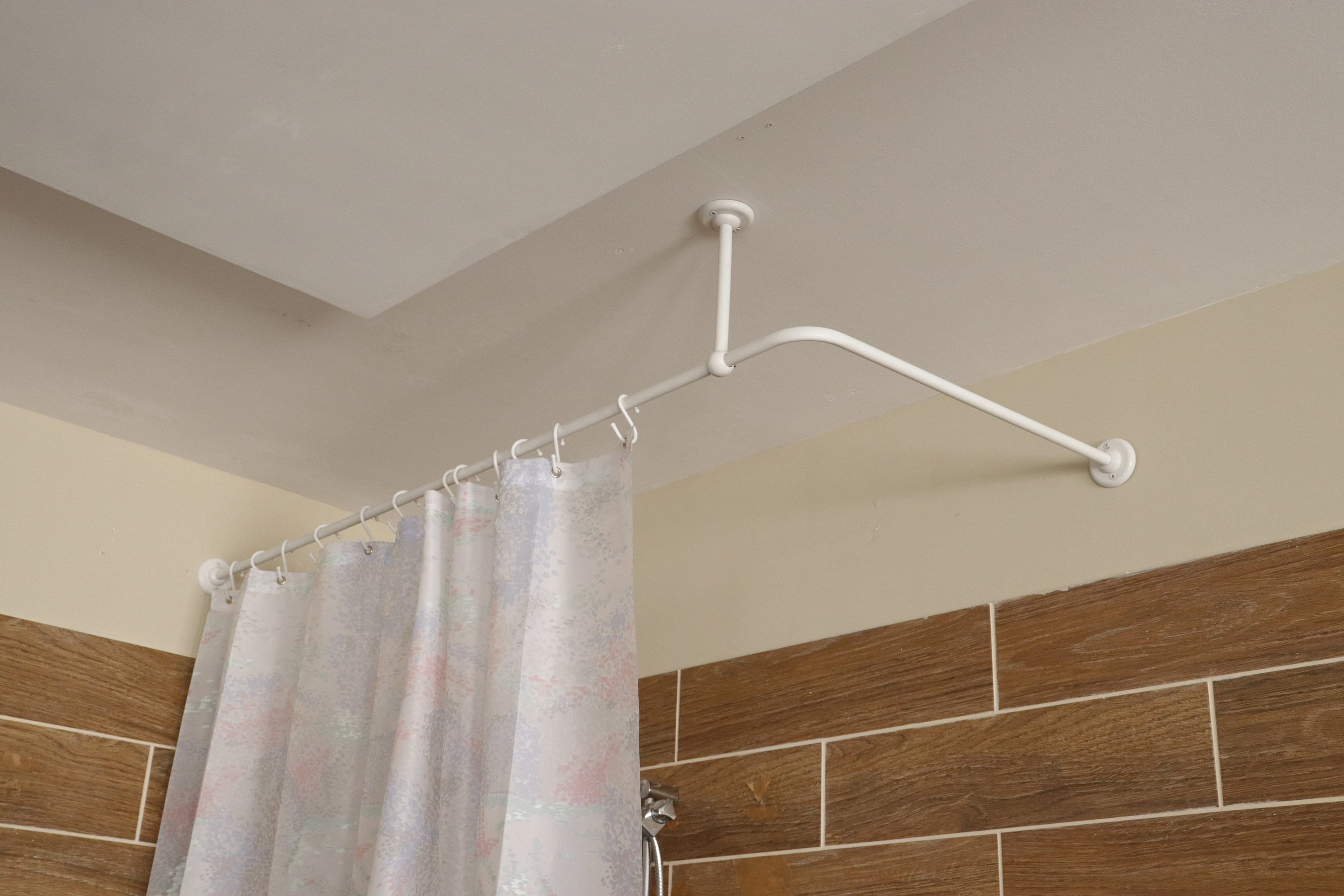 L- Shaped Corner Shower Curtain Rod for Bathroom, Fitting and Dressing room for Wall & Ceiling Installation with Custom Size