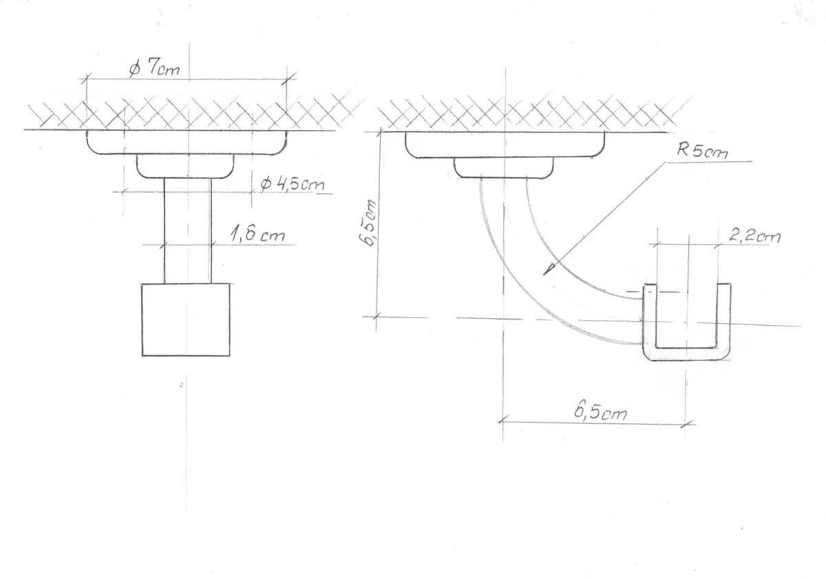 Removable Single Curtain Rod for Window, Curved Ceiling Brackets and Plug Ends