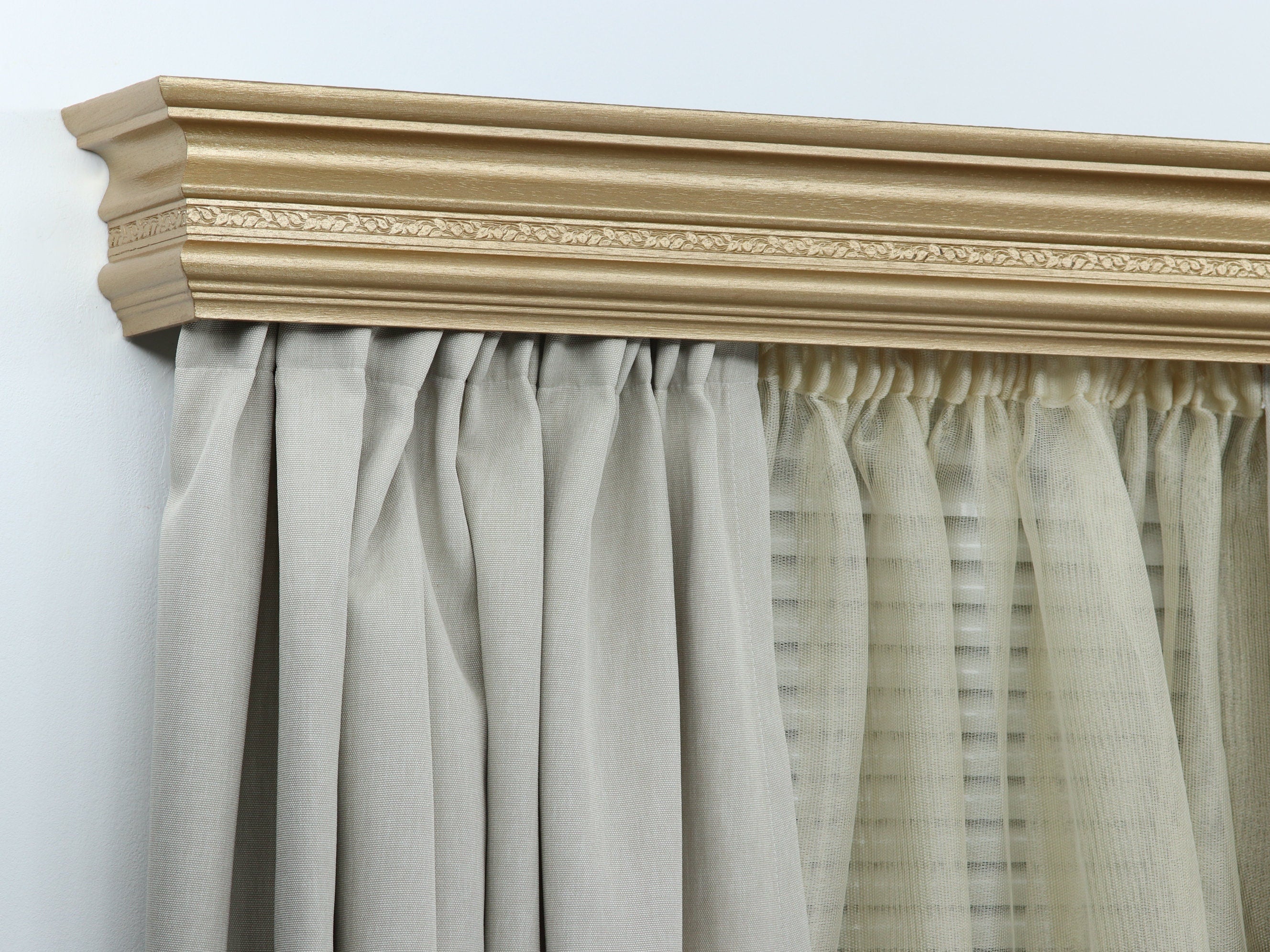 Double Window Cornice & Rail, Wooden Window Valance with Rail, Farmhouse Cornice, Cornice Board, Wall Montage, Many Metallic Colors