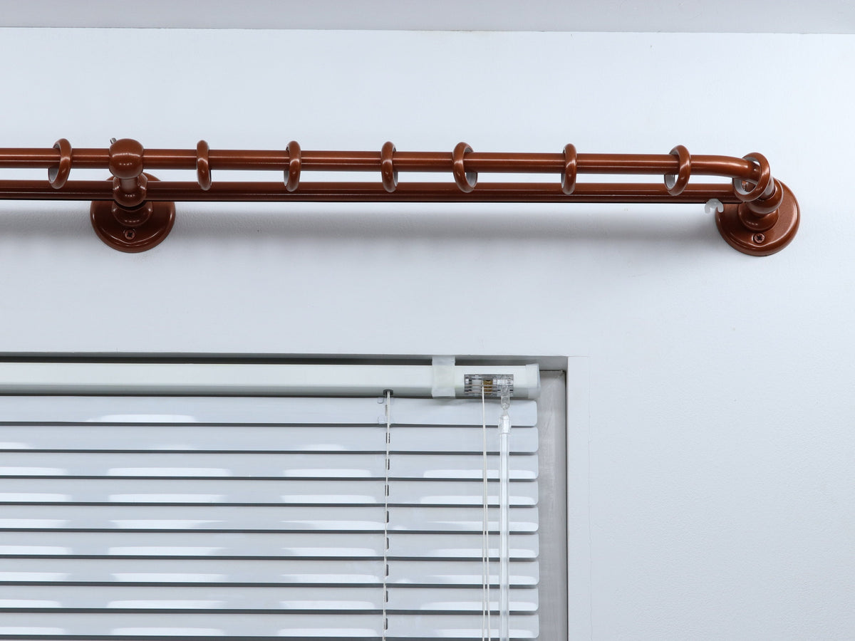 Double Blackout Curtain Rod & Rail Combination French Style Finish for Window, Steel Rings with Hooks and Plastic Rollers, Wall Mounting