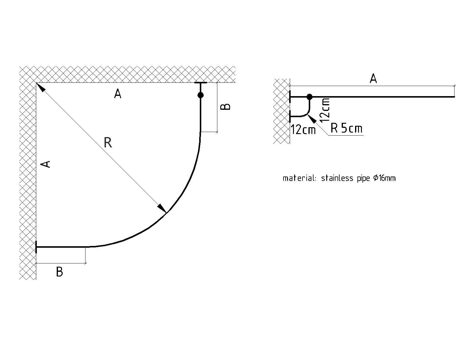 Curved Corner Shower Curtain Rod for Bathroom, Fitting and Dressing rooms, for Wall Mounting