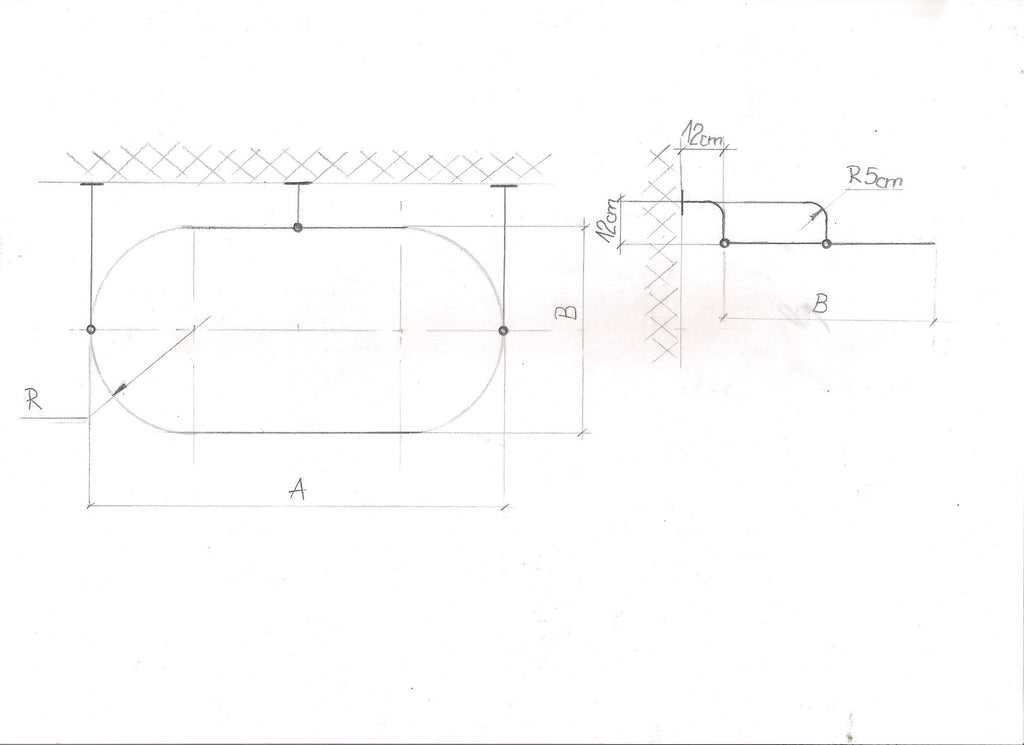 Oval Shaped 360 degrees Shower Curtain Rod for Bathroom, Fitting and Dressing room with Wall Brackets at Custom Size