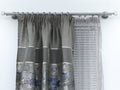 Double Curtain Rod for Window with Steel Rings and Hooks, Double Wall Brackets and Cube Ends