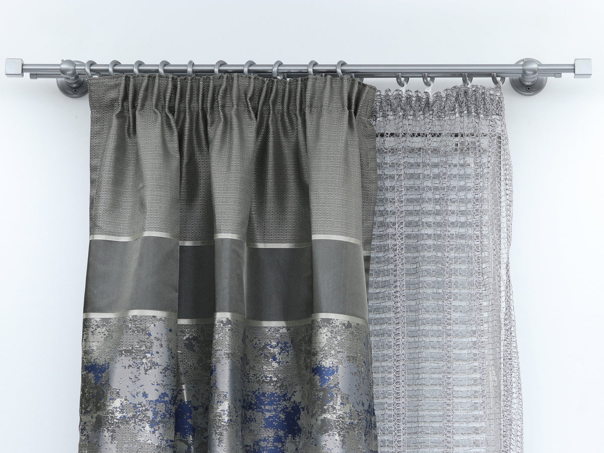 Double Curtain Rod for Window with Steel Rings and Hooks, Double Wall Brackets and Cube Ends