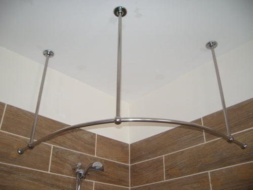 Curved Corner Shower Curtain Rod for Bathroom, Fitting and Dressing rooms, for Ceiling Installation