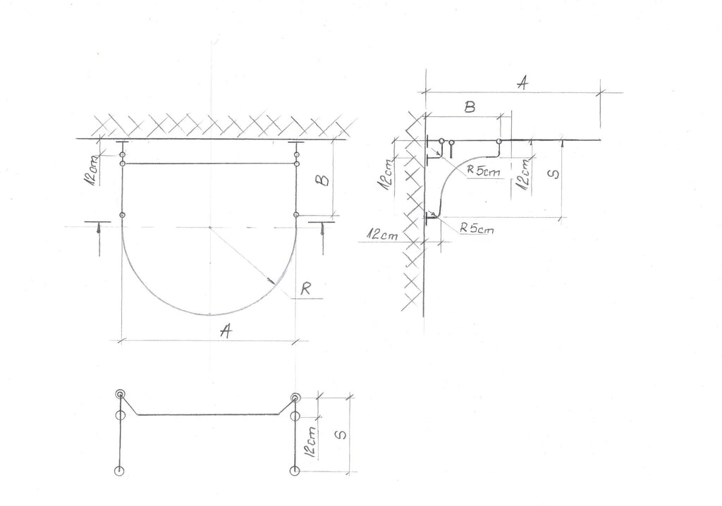 U-Shaped Fitting and Dressing Room for Wall Montage with Italian Style Curved Wall Supports