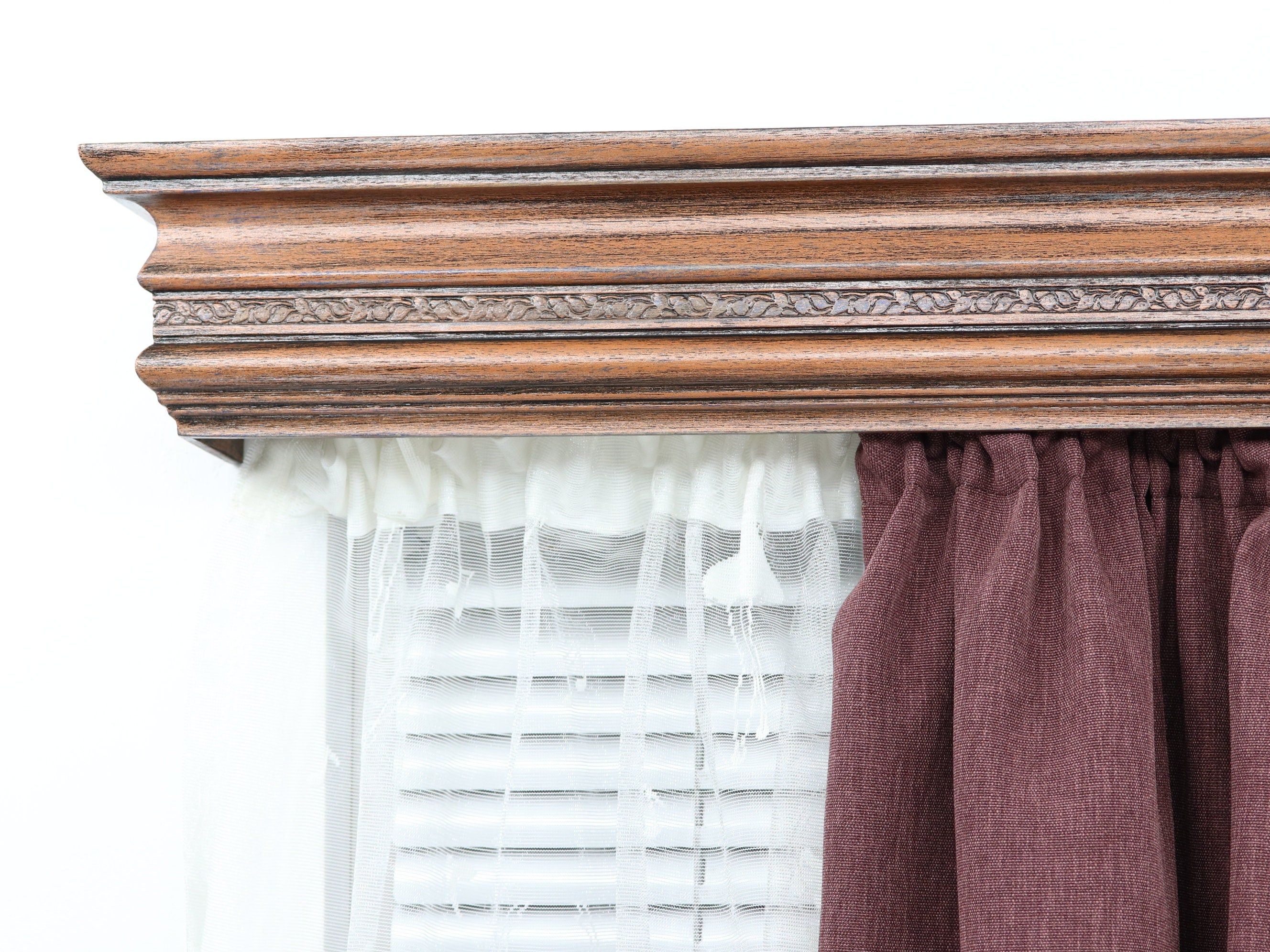 Double Window Cornice & Rail, Wooden Window Valance with Rail, Farmhouse Cornice, Cornice Board, Wall Montage, Many Antique Colors