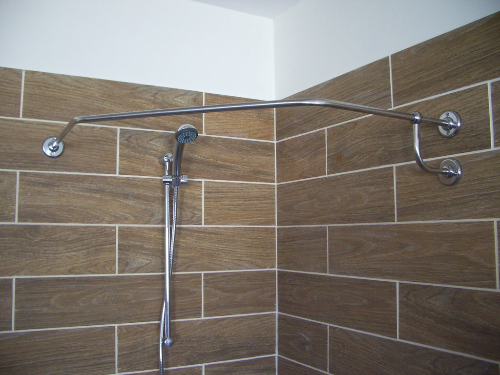 Diamond Corner Shower Curtain Rod for Bathroom, Fitting and Dressing room for Wall Mounting