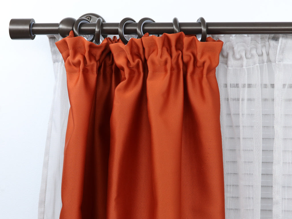 Double Curtain Rod & Rail with Different Pipes for Window, Steel Rings and Hooks, Rollers, Double Standard Wall Brackets and Cylinder Ends