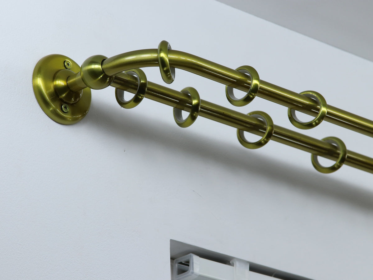 Double Blackout Curtain Rod(16 mm), French Style Finish for Window with Steel Rings Hooks, Wall Mounting